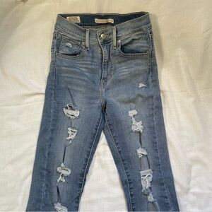 Distressed Levi’s Premium Mile High Super Skinny Jeans w25